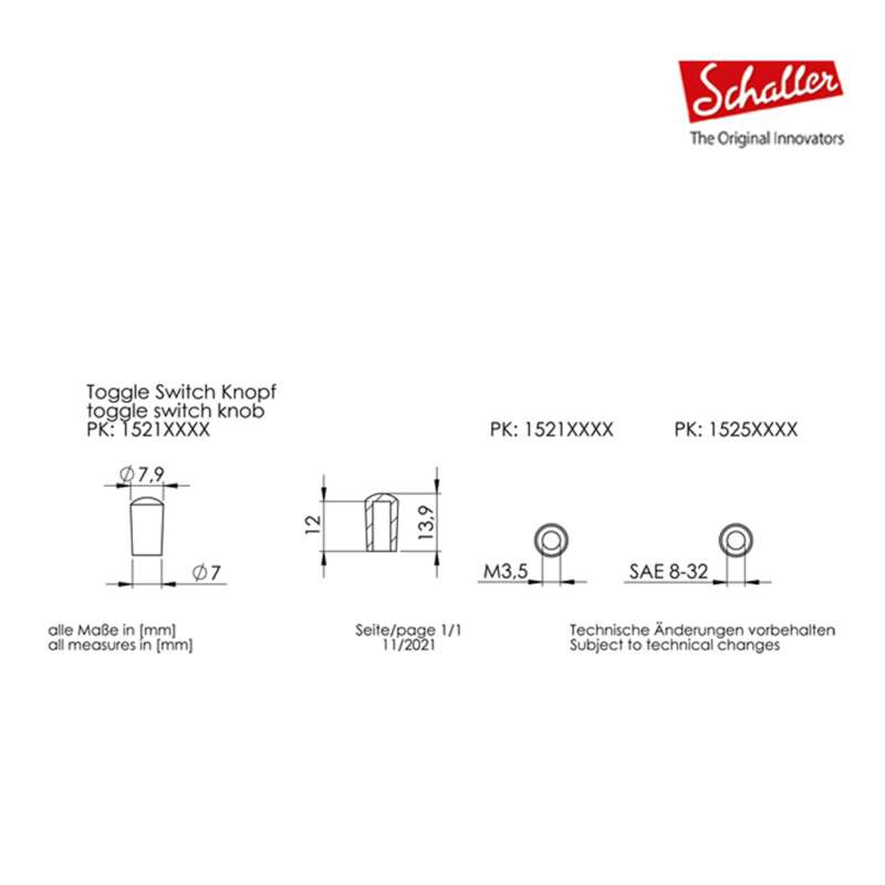 Schaller Toggle switch knob Tone Garages