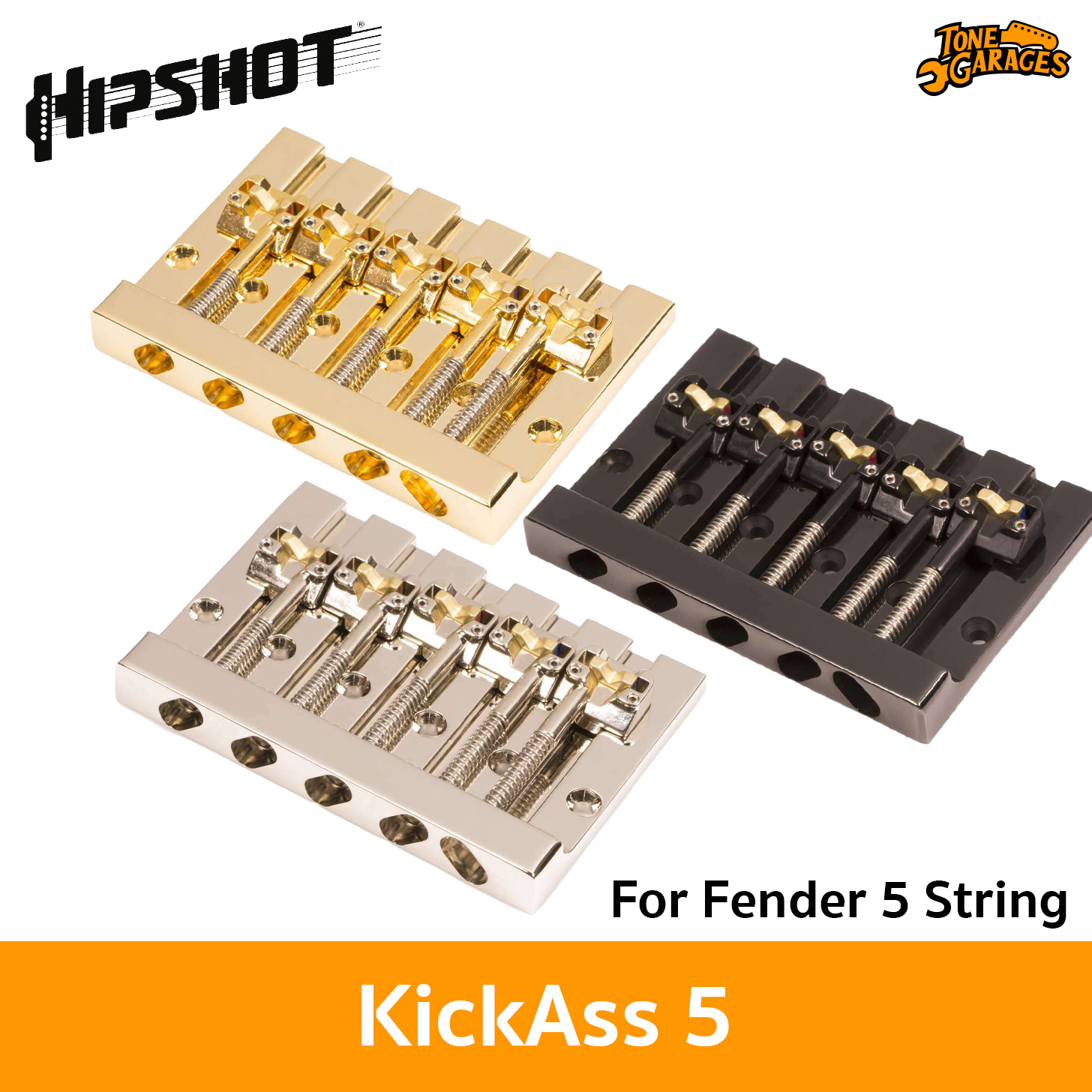 Hipshot KickAss 5 String Bass Bridge for Fender Black – Tone Garages
