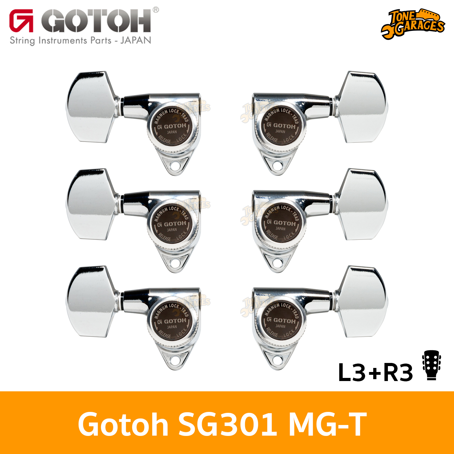 GOTOH SG301 MG-T Lock 01 Button Guitar Machine Heads (L3+R3