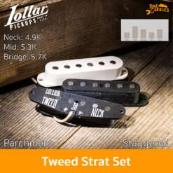 Lollar Pickups Vintage Tweed Strat Set Parchment Cover Staggered 