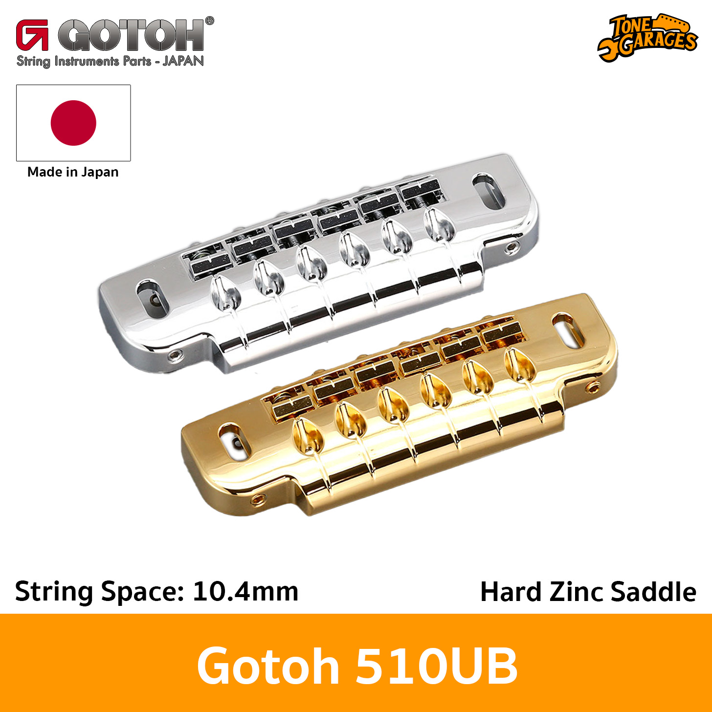 GOTOH 510UB Wraparound Guitar Bridge Hard Zinc Saddle – Tone Garages
